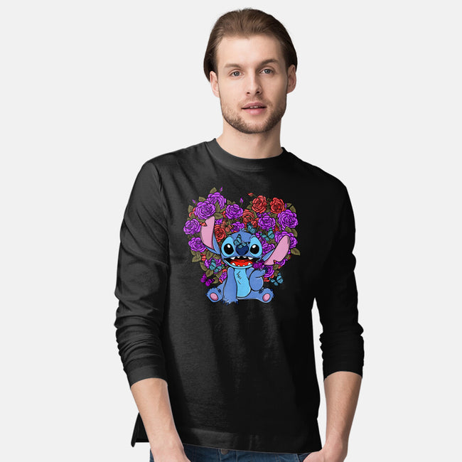 Stitch With Butterfly-Mens-Long Sleeved-Tee-Superblitz