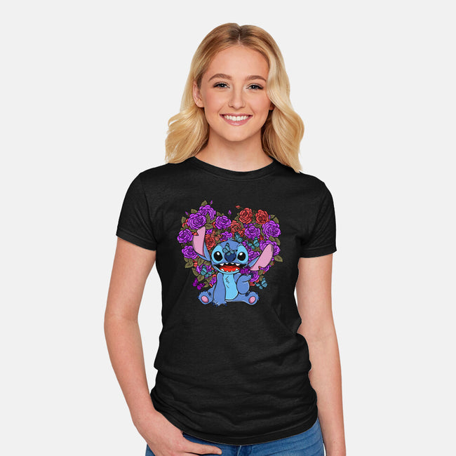 Stitch With Butterfly-Womens-Fitted-Tee-Superblitz