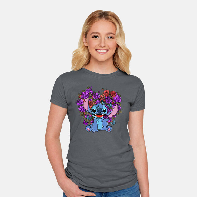 Stitch With Butterfly-Womens-Fitted-Tee-Superblitz