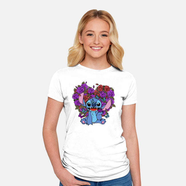 Stitch With Butterfly-Womens-Fitted-Tee-Superblitz