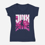 Jinx Doom-Womens-V-Neck-Tee-rocketman_art