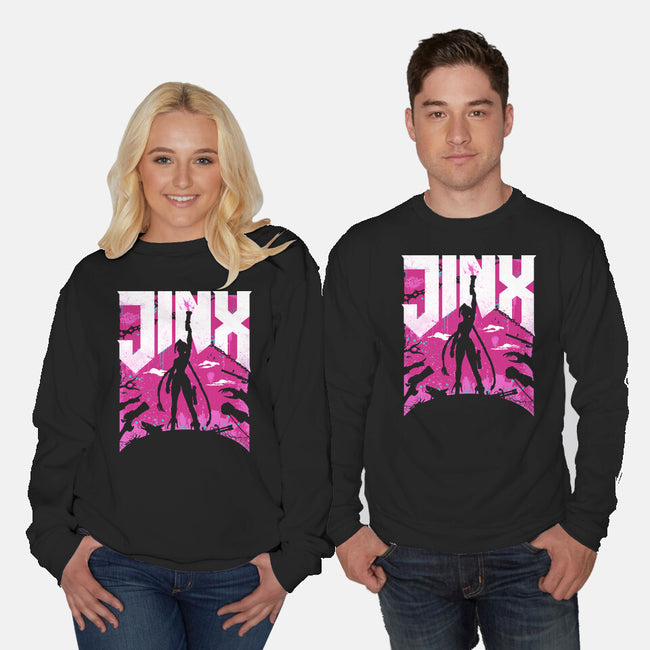 Jinx Doom-Unisex-Crew Neck-Sweatshirt-rocketman_art