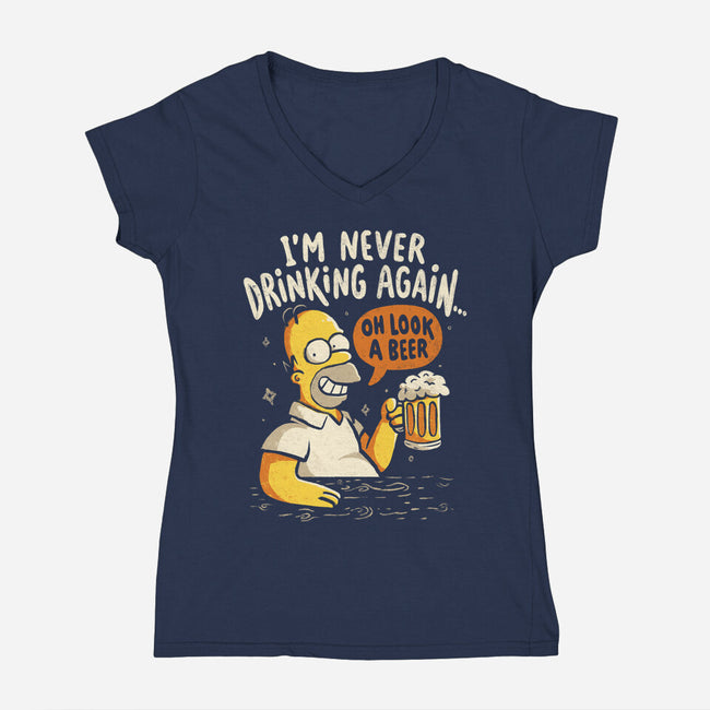 Never Drink Again-Womens-V-Neck-Tee-Arigatees