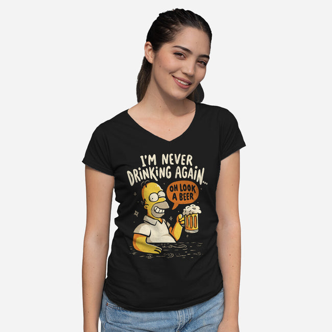 Never Drink Again-Womens-V-Neck-Tee-Arigatees