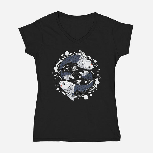 Two Carps-Womens-V-Neck-Tee-Eoli Studio