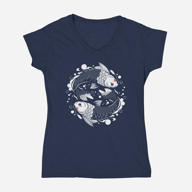Two Carps-Womens-V-Neck-Tee-Eoli Studio