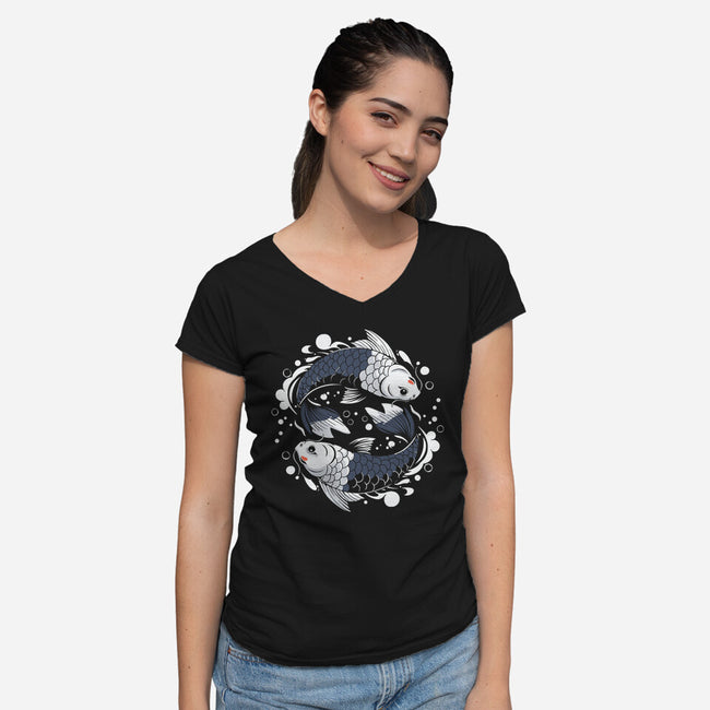 Two Carps-Womens-V-Neck-Tee-Eoli Studio