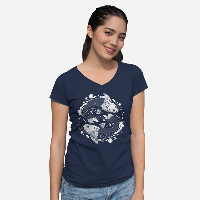 Two Carps-Womens-V-Neck-Tee-Eoli Studio