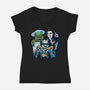 Welcome To The Monster Street-Womens-V-Neck-Tee-glitchygorilla