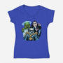 Welcome To The Monster Street-Womens-V-Neck-Tee-glitchygorilla