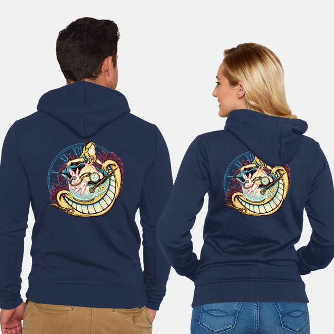 Way Down The Rabbit Hole-Unisex-Zip-Up-Sweatshirt-glitchygorilla