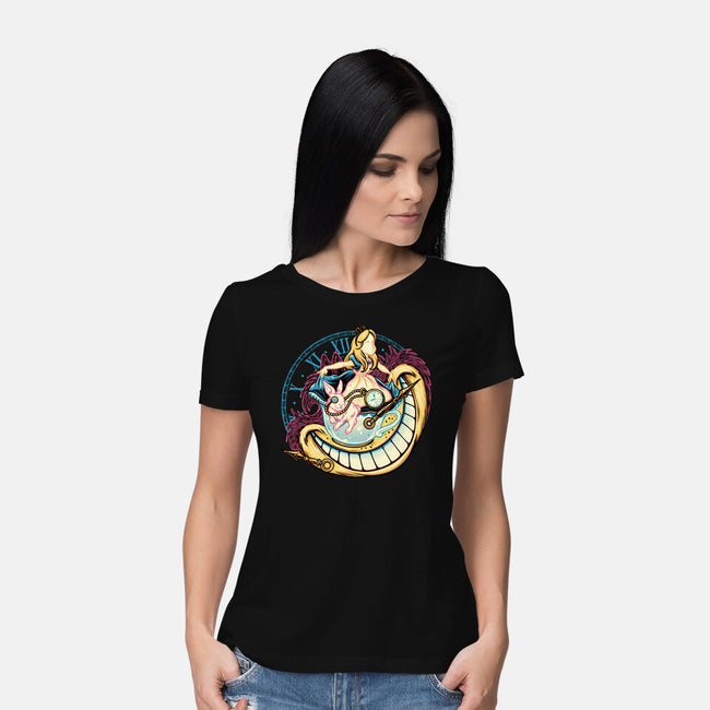 Way Down The Rabbit Hole-Womens-Basic-Tee-glitchygorilla