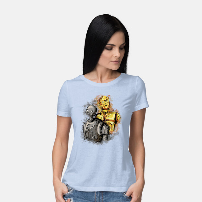 My Droid Friend-Womens-Basic-Tee-nickzzarto