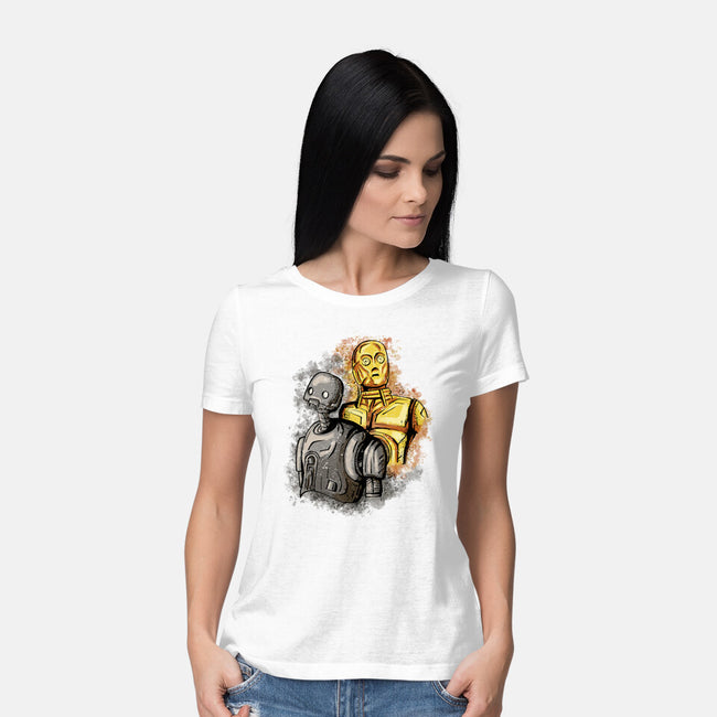 My Droid Friend-Womens-Basic-Tee-nickzzarto