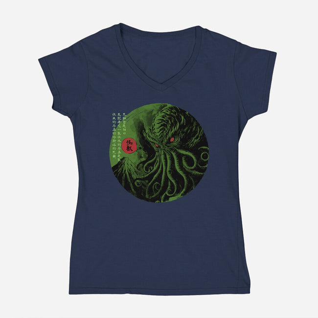 Rise Of The Great Old One-Womens-V-Neck-Tee-DrMonekers