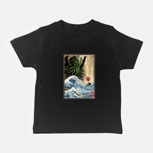 Great Cthulhu In Japan Woodblock-Baby-Basic-Tee-DrMonekers