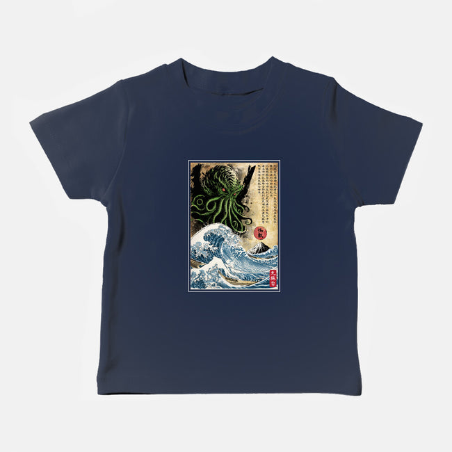 Great Cthulhu In Japan Woodblock-Baby-Basic-Tee-DrMonekers