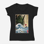 Great Cthulhu In Japan Woodblock-Womens-V-Neck-Tee-DrMonekers
