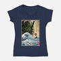 Great Cthulhu In Japan Woodblock-Womens-V-Neck-Tee-DrMonekers