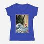 Great Cthulhu In Japan Woodblock-Womens-V-Neck-Tee-DrMonekers