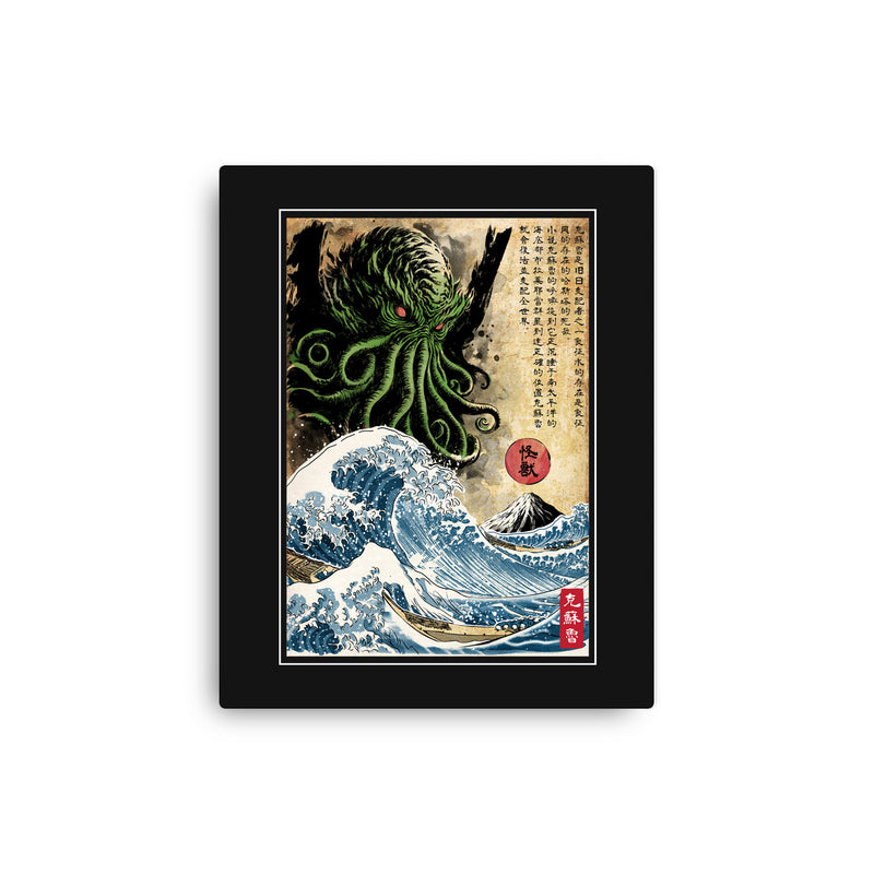 Great Cthulhu In Japan Woodblock-None-Stretched-Canvas-DrMonekers