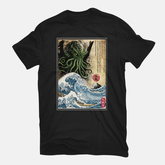 Great Cthulhu In Japan Woodblock-Unisex-Basic-Tee-DrMonekers