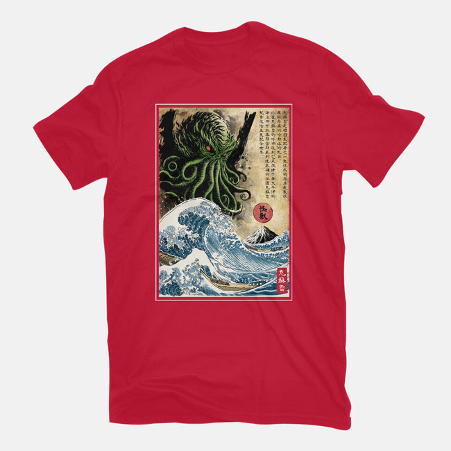 Great Cthulhu In Japan Woodblock-Unisex-Basic-Tee-DrMonekers
