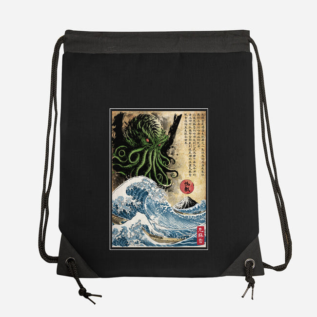 Great Cthulhu In Japan Woodblock-None-Drawstring-Bag-DrMonekers