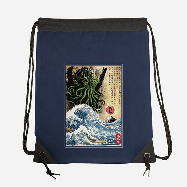 Great Cthulhu In Japan Woodblock-None-Drawstring-Bag-DrMonekers