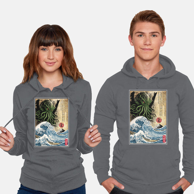 Great Cthulhu In Japan Woodblock-Unisex-Pullover-Sweatshirt-DrMonekers