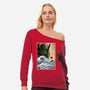 Great Cthulhu In Japan Woodblock-Womens-Off Shoulder-Sweatshirt-DrMonekers