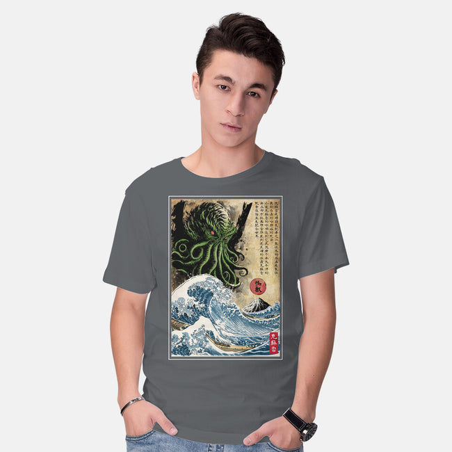 Great Cthulhu In Japan Woodblock-Mens-Basic-Tee-DrMonekers