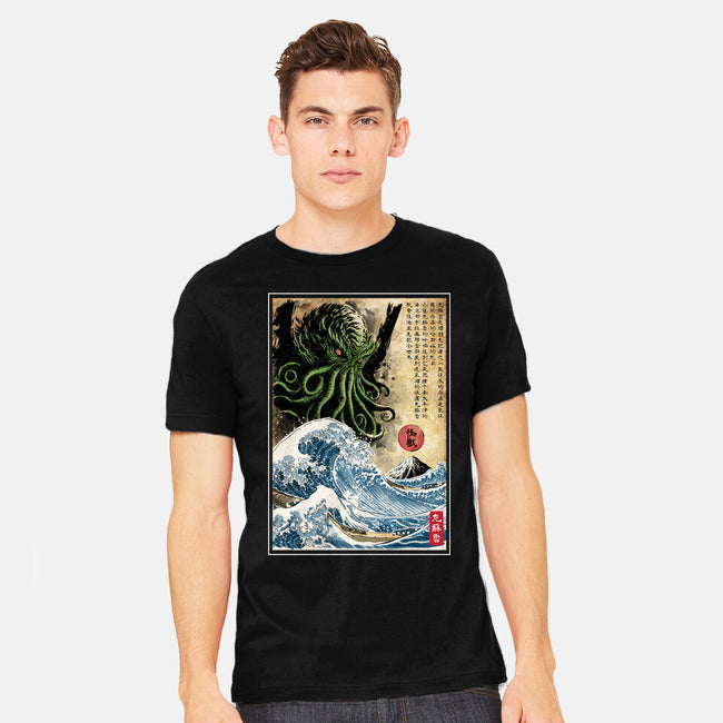Great Cthulhu In Japan Woodblock-Mens-Heavyweight-Tee-DrMonekers