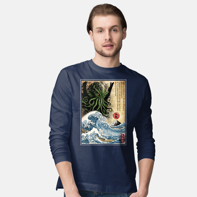 Great Cthulhu In Japan Woodblock-Mens-Long Sleeved-Tee-DrMonekers