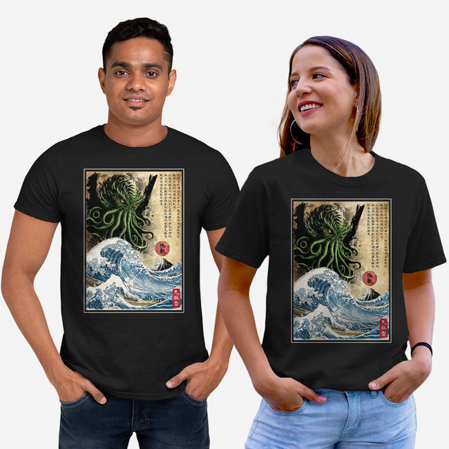 Great Cthulhu In Japan Woodblock-Unisex-Basic-Tee-DrMonekers