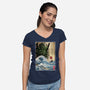 Great Cthulhu In Japan Woodblock-Womens-V-Neck-Tee-DrMonekers