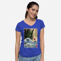 Great Cthulhu In Japan Woodblock-Womens-V-Neck-Tee-DrMonekers