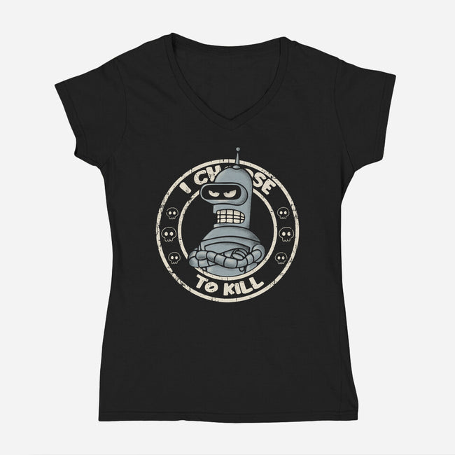 I Choose To Kill-Womens-V-Neck-Tee-turborat14