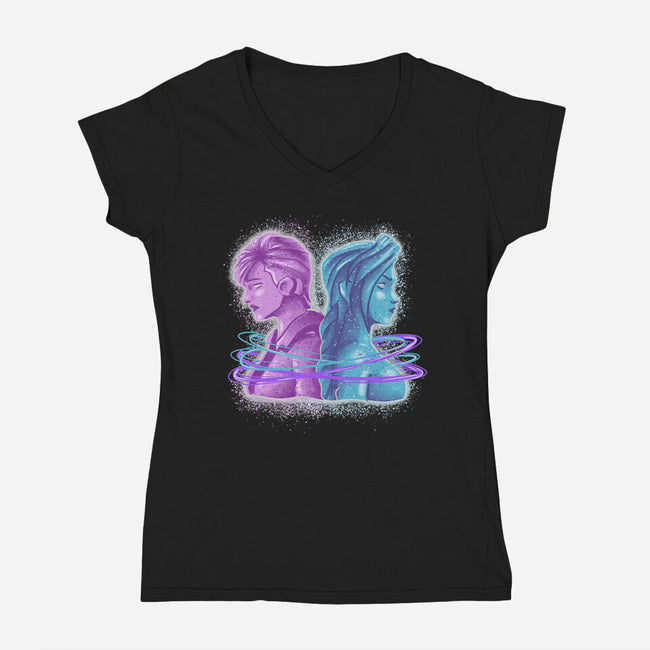 Sister Or Enemies-Womens-V-Neck-Tee-nickzzarto