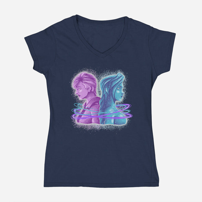 Sister Or Enemies-Womens-V-Neck-Tee-nickzzarto