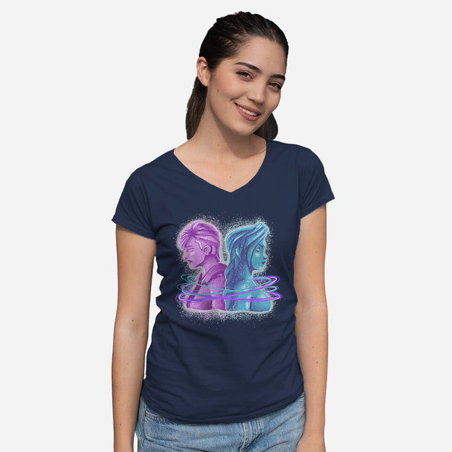 Sister Or Enemies-Womens-V-Neck-Tee-nickzzarto