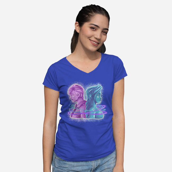 Sister Or Enemies-Womens-V-Neck-Tee-nickzzarto