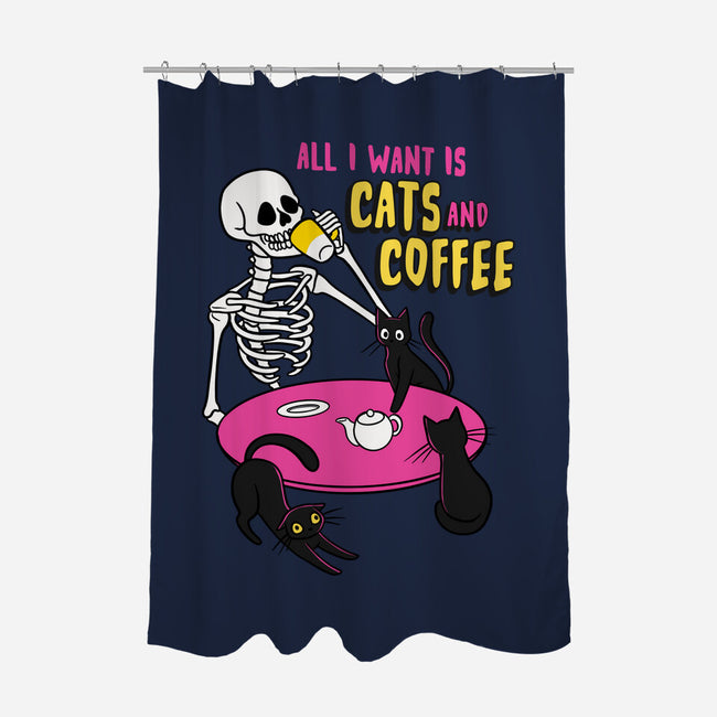 Skull And Cats-None-Polyester-Shower Curtain-yumie