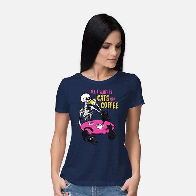 Skull And Cats-Womens-Basic-Tee-yumie