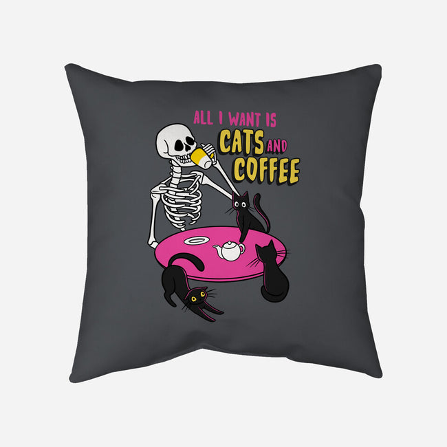 Skull And Cats-None-Removable Cover w Insert-Throw Pillow-yumie