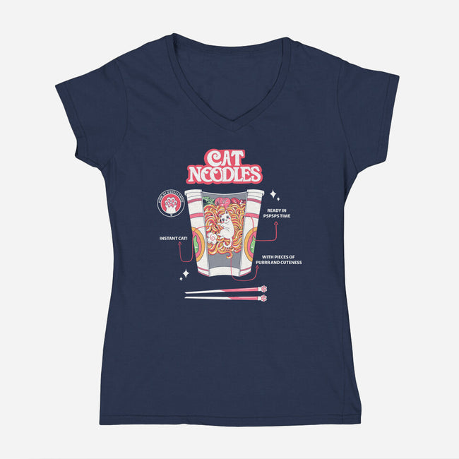 Cat Noodles-Womens-V-Neck-Tee-yumie