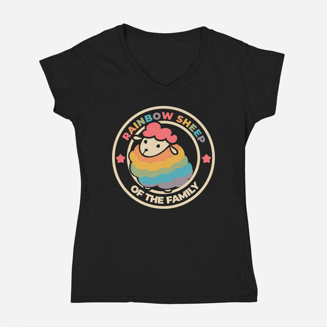 Rainbow Sheep-Womens-V-Neck-Tee-yumie