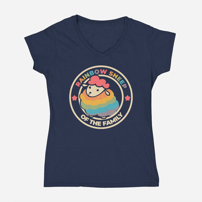 Rainbow Sheep-Womens-V-Neck-Tee-yumie