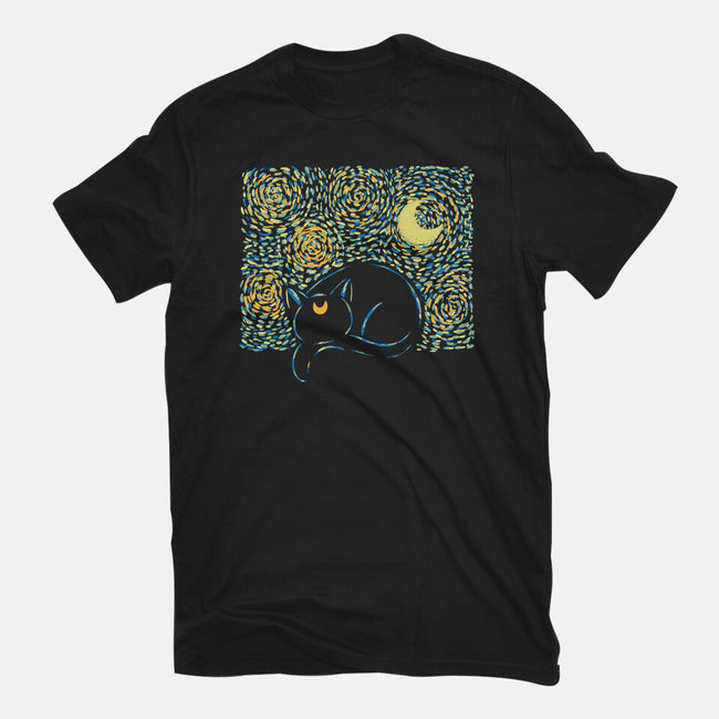 Starry Cat Art-Womens-Basic-Tee-yumie