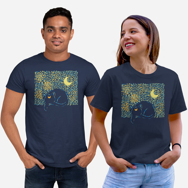 Starry Cat Art-Unisex-Basic-Tee-yumie